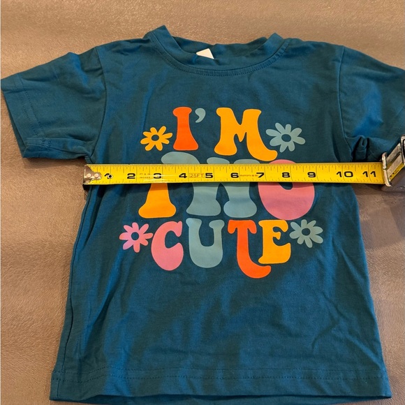 Kids' Teal 'I'm Two Cute' Graphic Tee size 2/3 - Picture 5 of 6